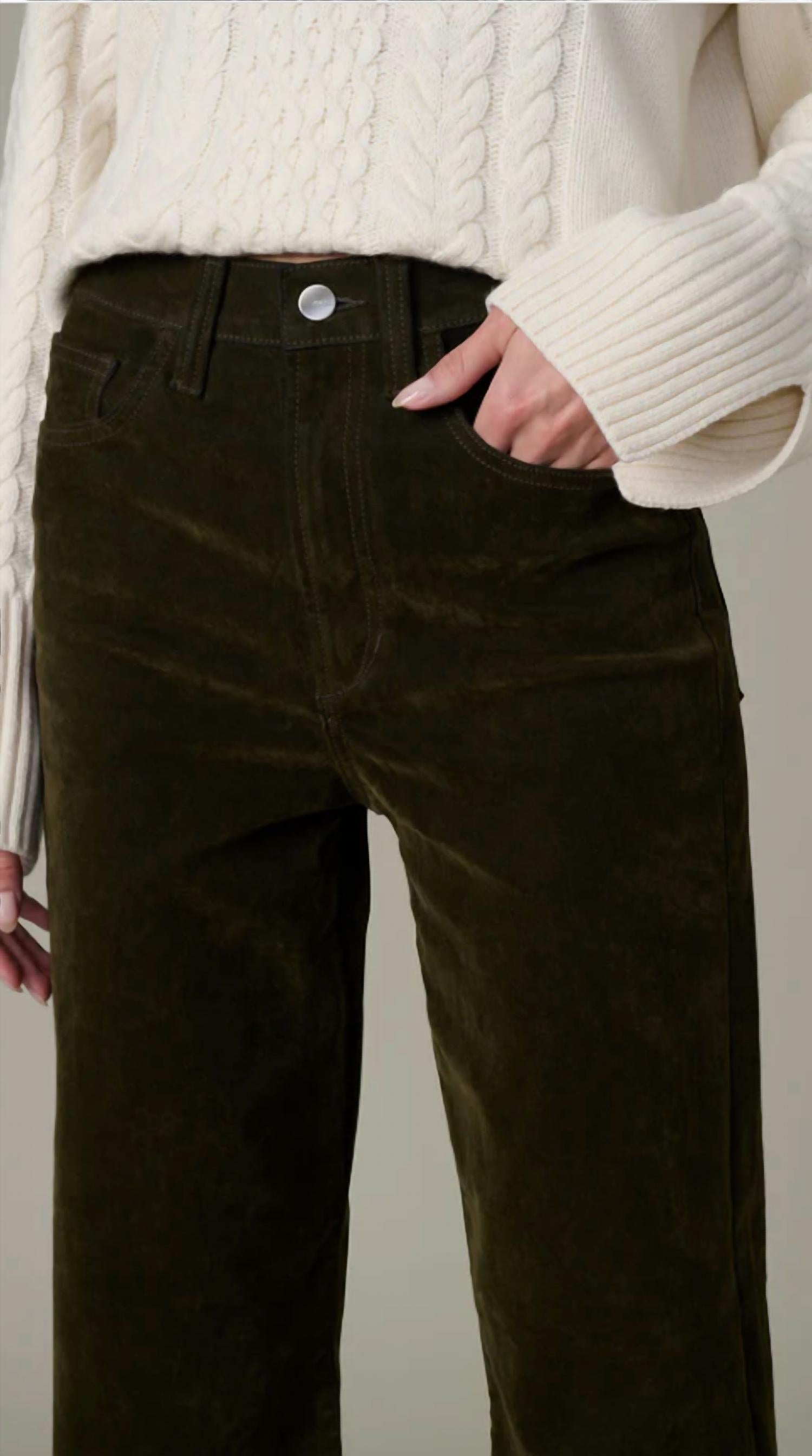 Joe's Jeans Margot Flocked Straight Jeans in olive - women's jeans - view 4