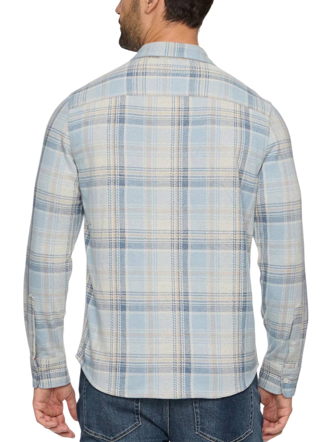 Flags & Anthem Morse Long Sleeve Hero Knit Flannel Shirt in franklin - men's shirt - detail view