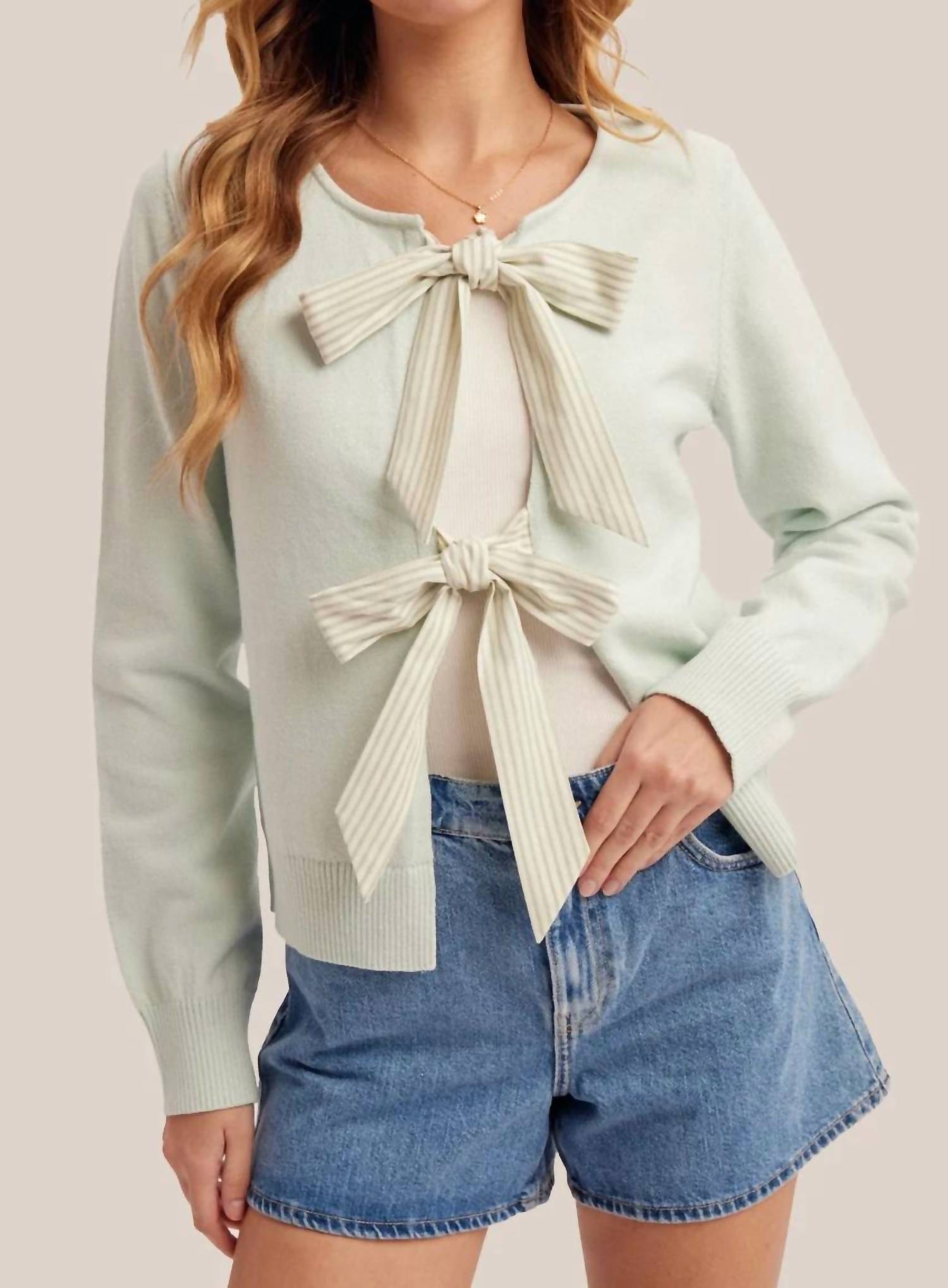 Hem & Thread - Striped Bows Sweater