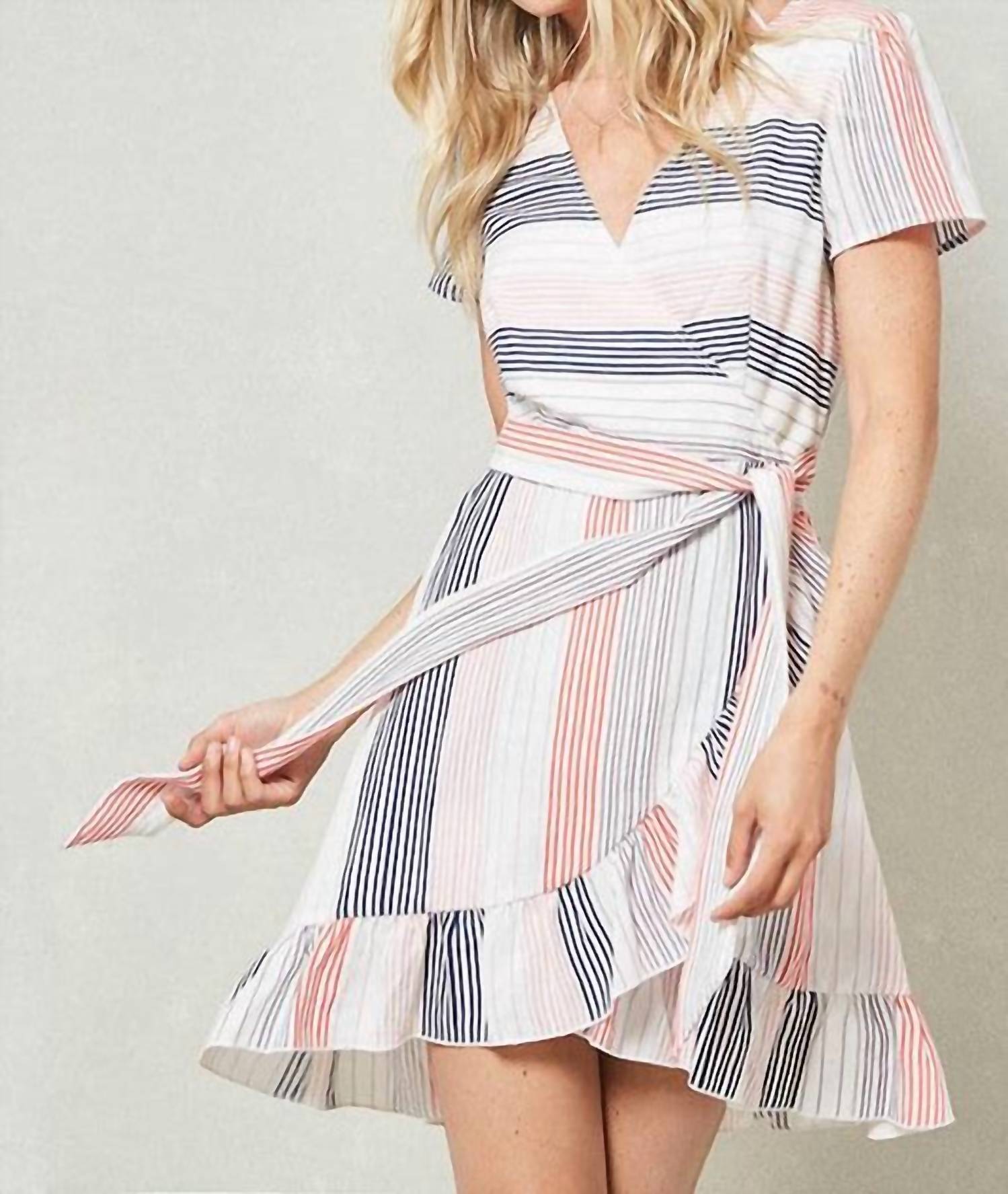 Promesa - Striped Wrap Mini Dress