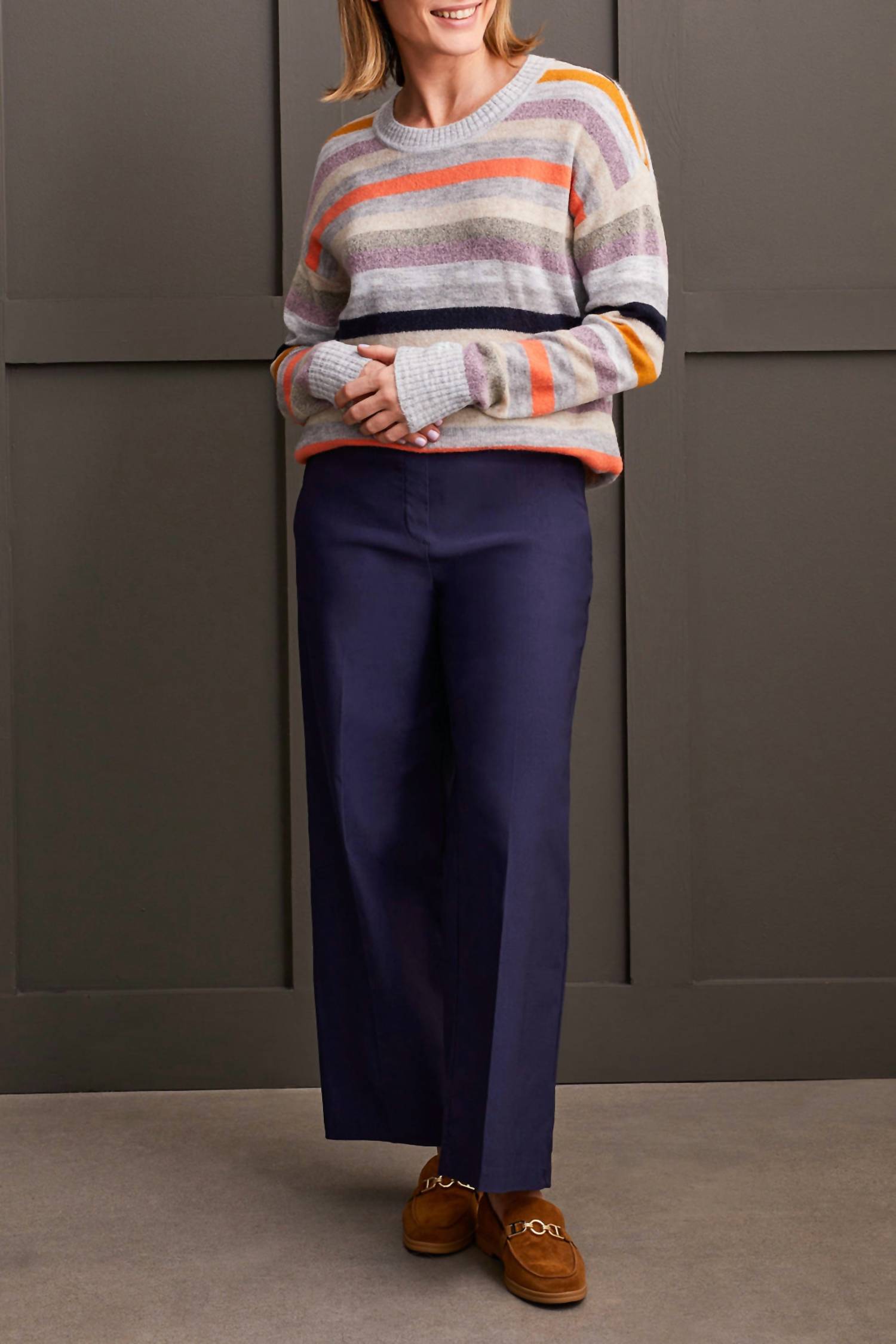Tribal - Long Sleeve Crew Neck Stripe Sweater