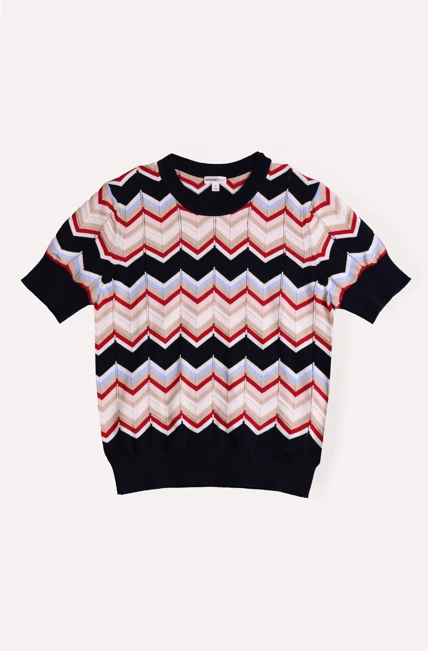 Minnie Rose - Chevron Short Sleeve Crew Tee