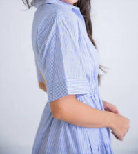 Karlie - Women's Stripe Poplin Button Up Dress