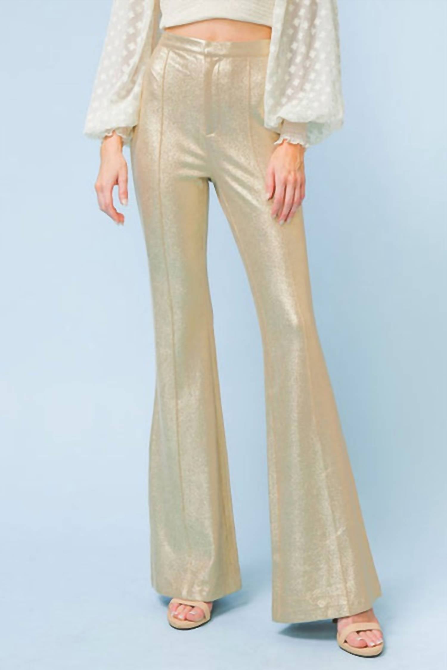 FLYING TOMATO Groovy Baby Pant in gold - women's pants