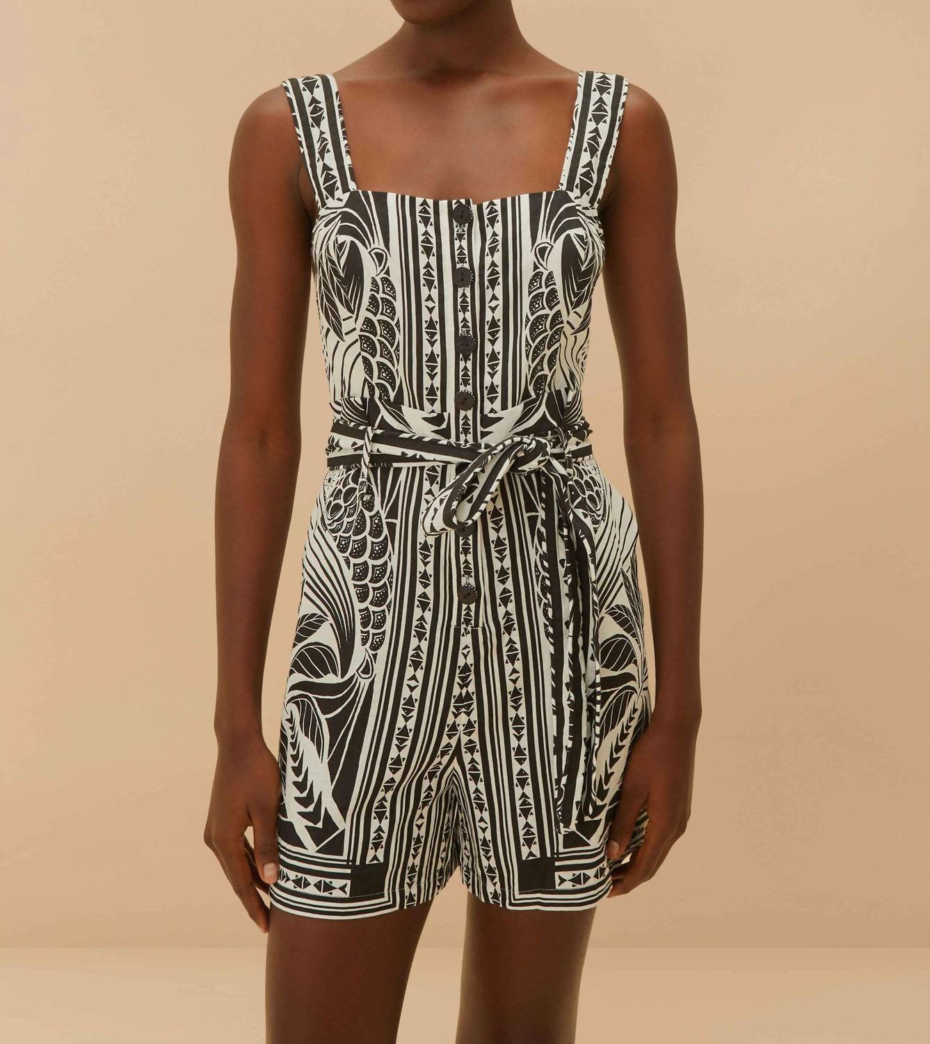 Farm Rio - Monochrome Elegance Scarf Romper