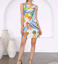 Moon River - Positano Print Boat Neck Mini Dress