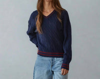 By Together - The Blair Cable Knit V-neck Sweater