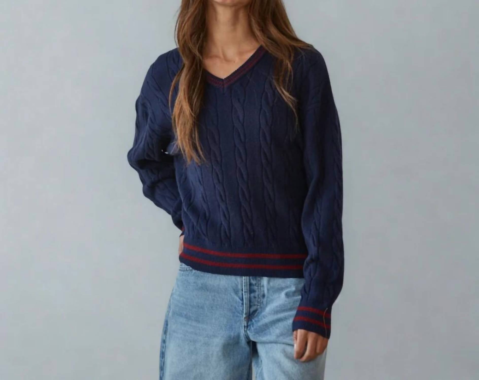 By Together - The Blair Cable Knit V-neck Sweater