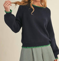&Merci - Contrast Puff Sleeve Sweater