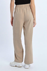 MOLLY BRACKEN Woven Wide Leg Pants in beige 1 - women's pants - detail view