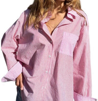 Rose Carmine - Fines Rayures Shirt