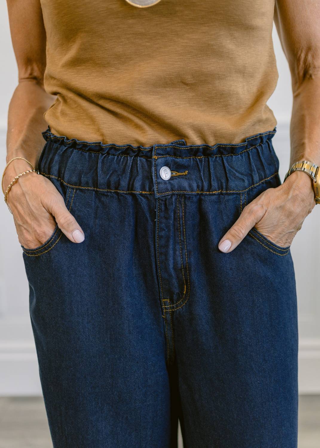 Frnch - Elastic Waist Wide-leg Lusitania Jean