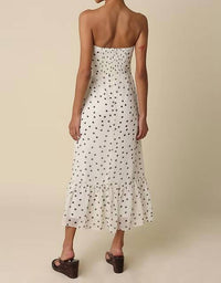 Olivaceous - Polka Dot Strapless Maxi Dress