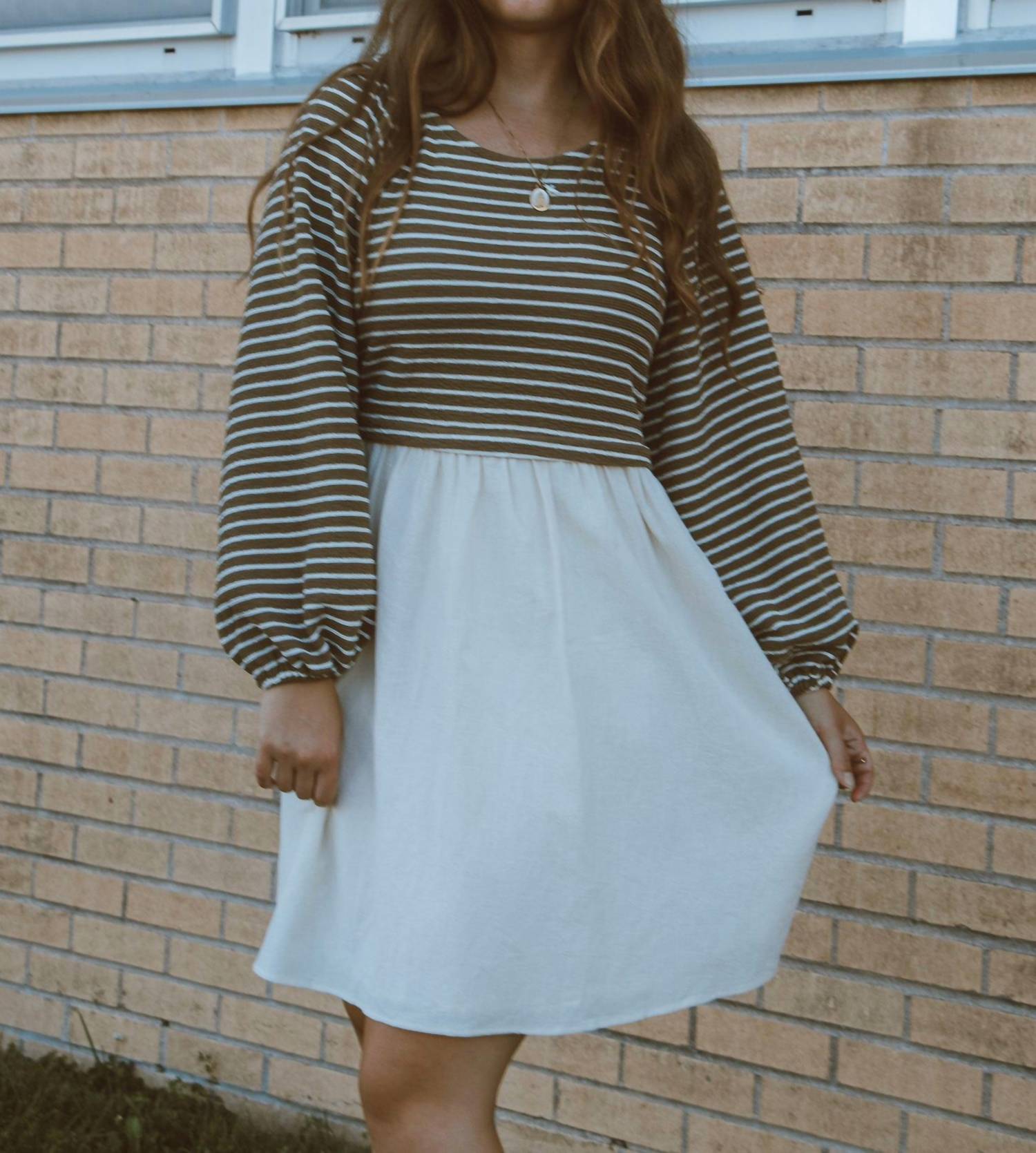 Mikarose Class In Session Striped Contrast Mini Dress in session striped contrast mini dress in olive green - women's dress