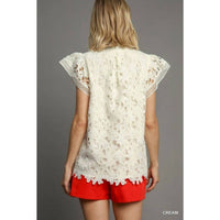 Style Usa - Lace Split Neck Top