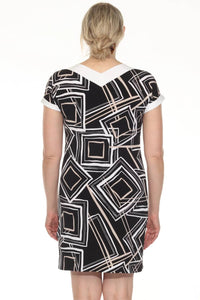 Joseph Ribkoff - Geometric Print V-neck Shift Dress