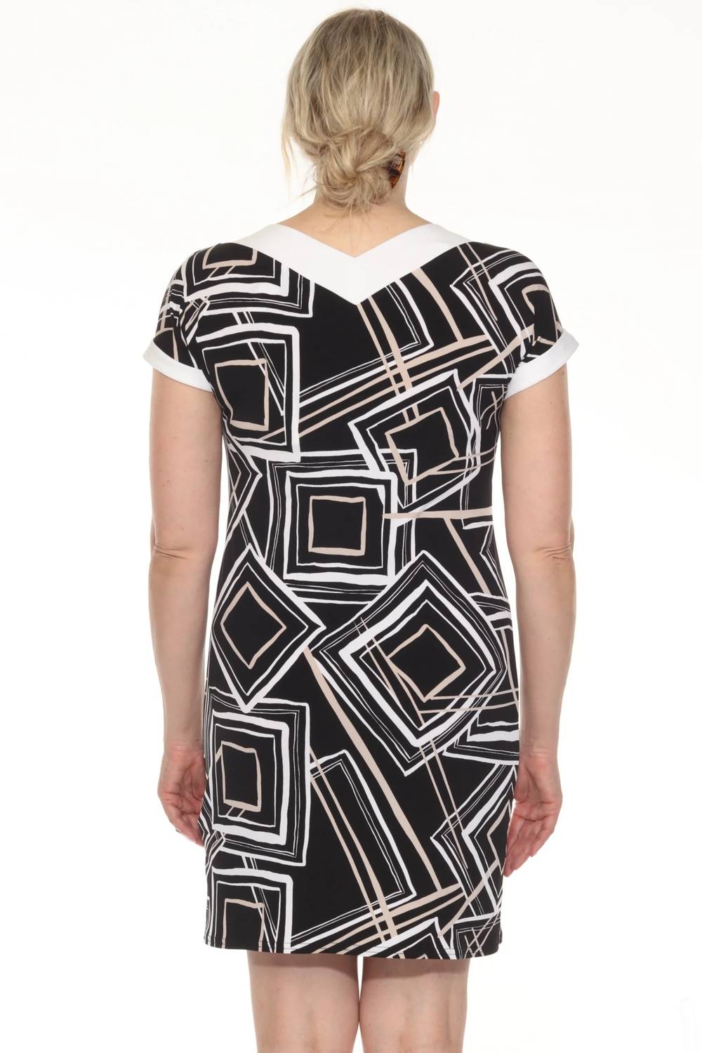 Joseph Ribkoff - Geometric Print V-neck Shift Dress