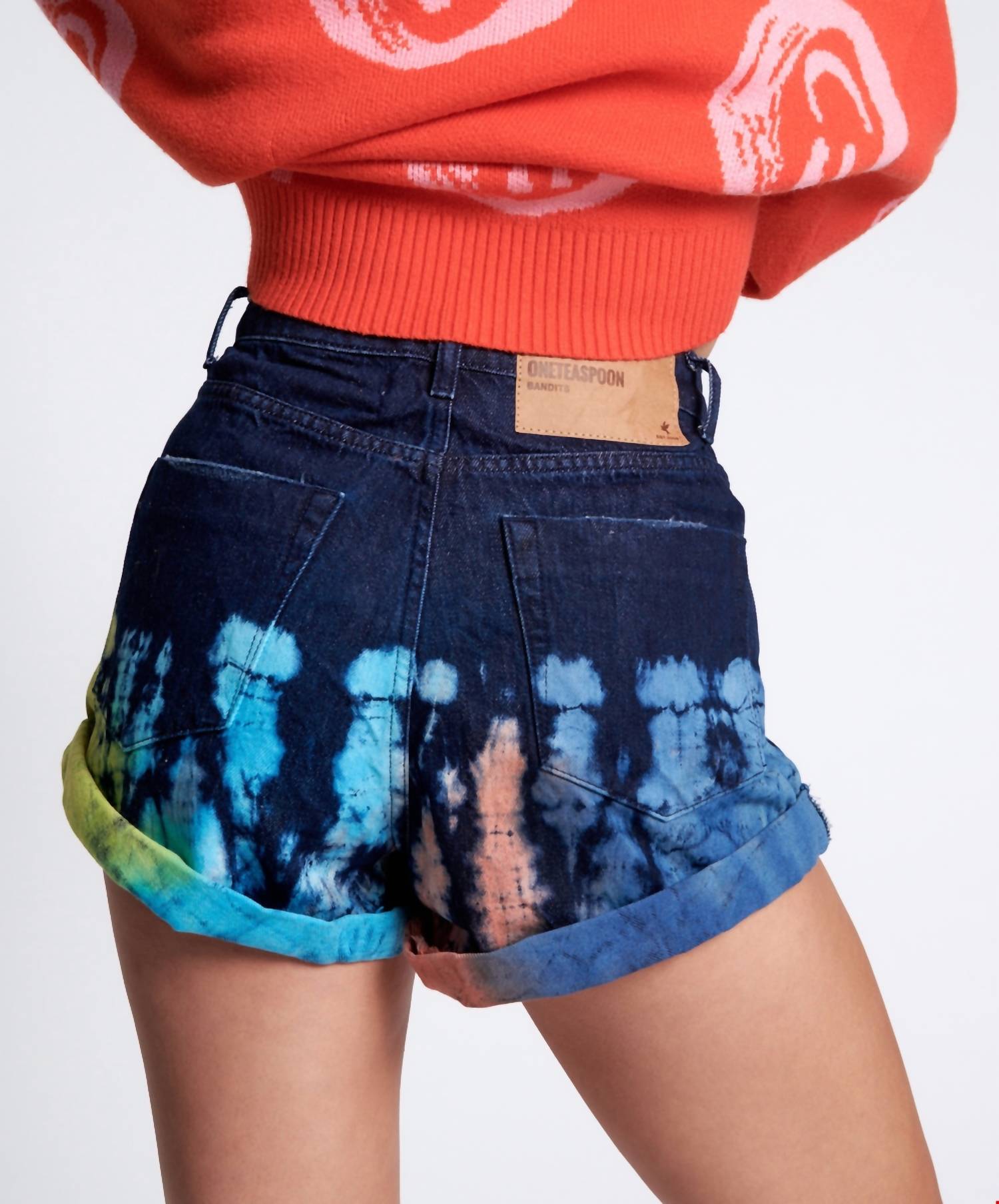 One Teaspoon - Paint Dip High Waist Denim Shorts