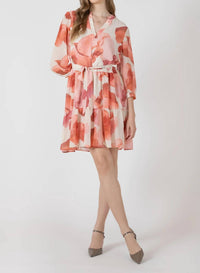 Dex - Petal Glow Tie-waist Dress