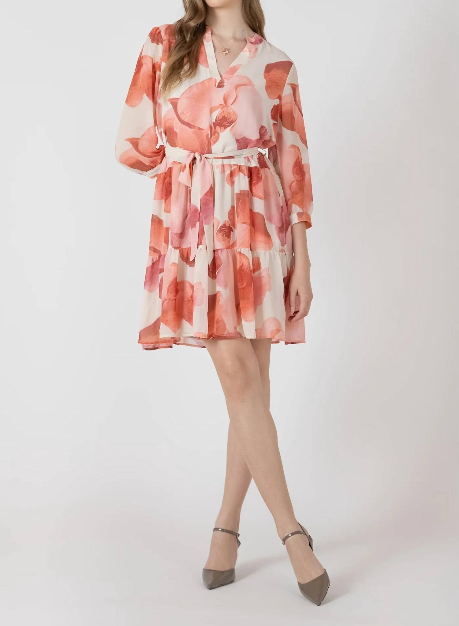 Dex - Petal Glow Tie-waist Dress