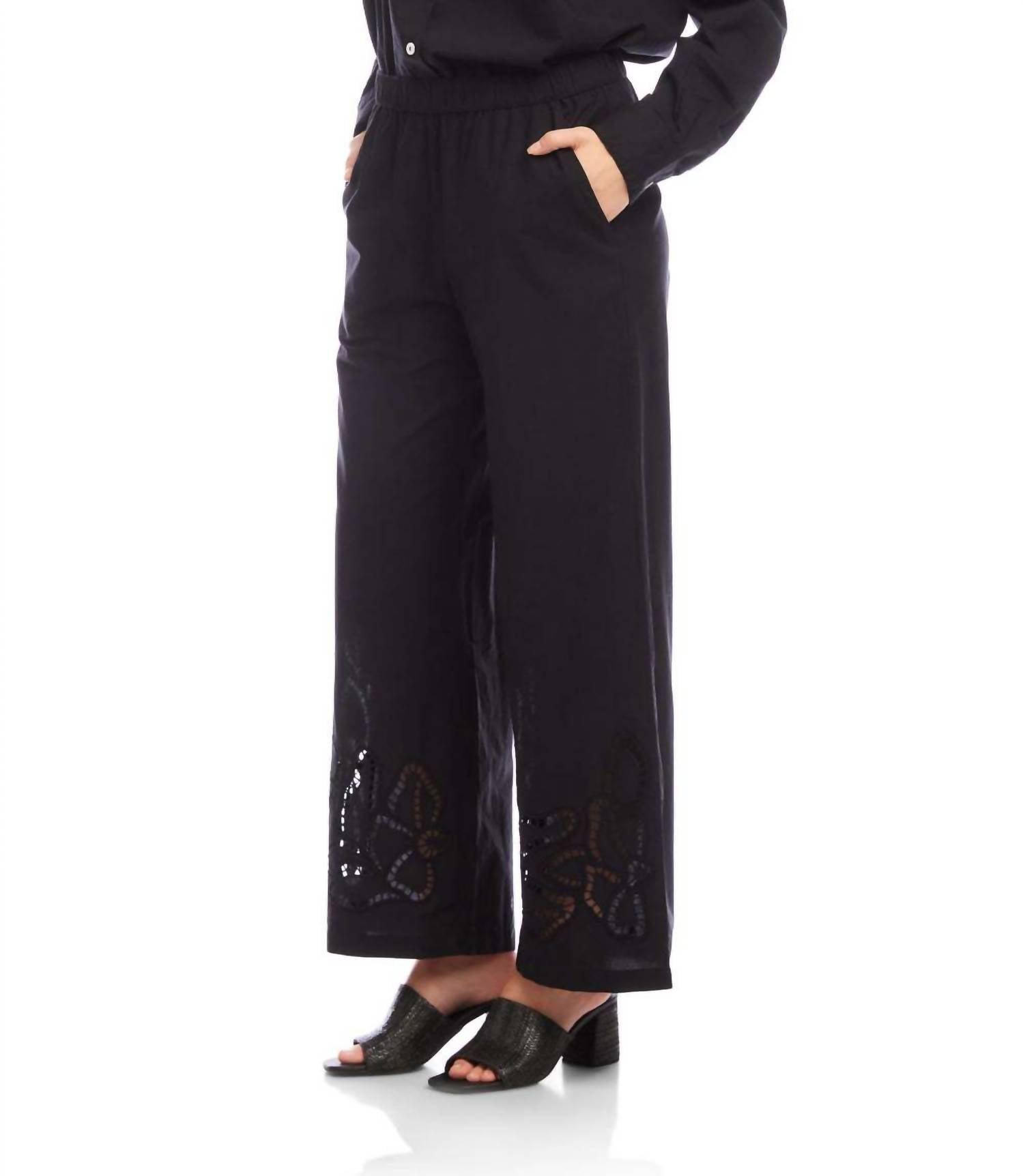 Karen Kane - Cutout Embroidery Wide Leg Pants