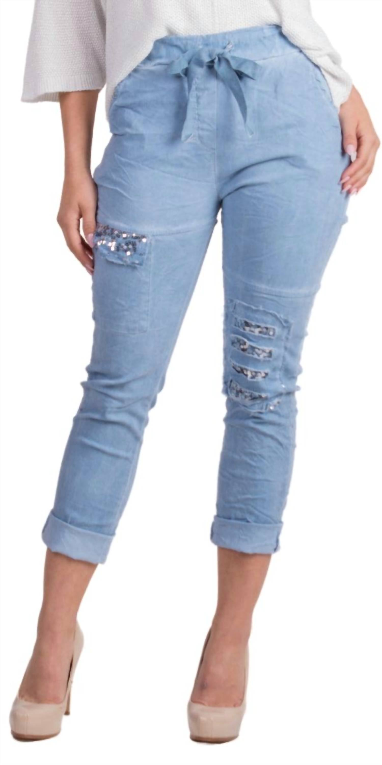 GIGI MODA Toppa Sequin Pants in blue - women's pants