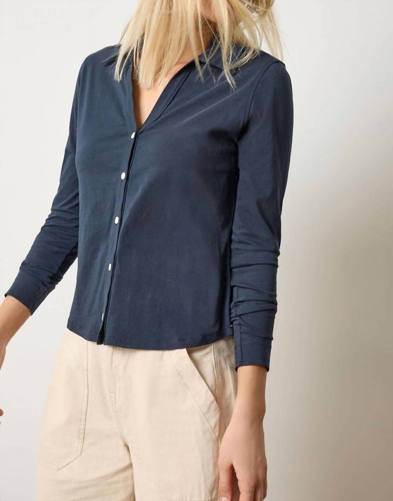 Lilla P - Split Neck Button Down Shirt