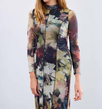 Fdj - Abstract Floral Mesh Midi Dress