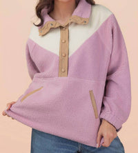 Very J - Cozy Oversized Fleece Pullover Sweatshirt
