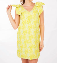 ABBEY GLASS Meredith Dress in yellow sunflower jacquard - women's dress - detail view