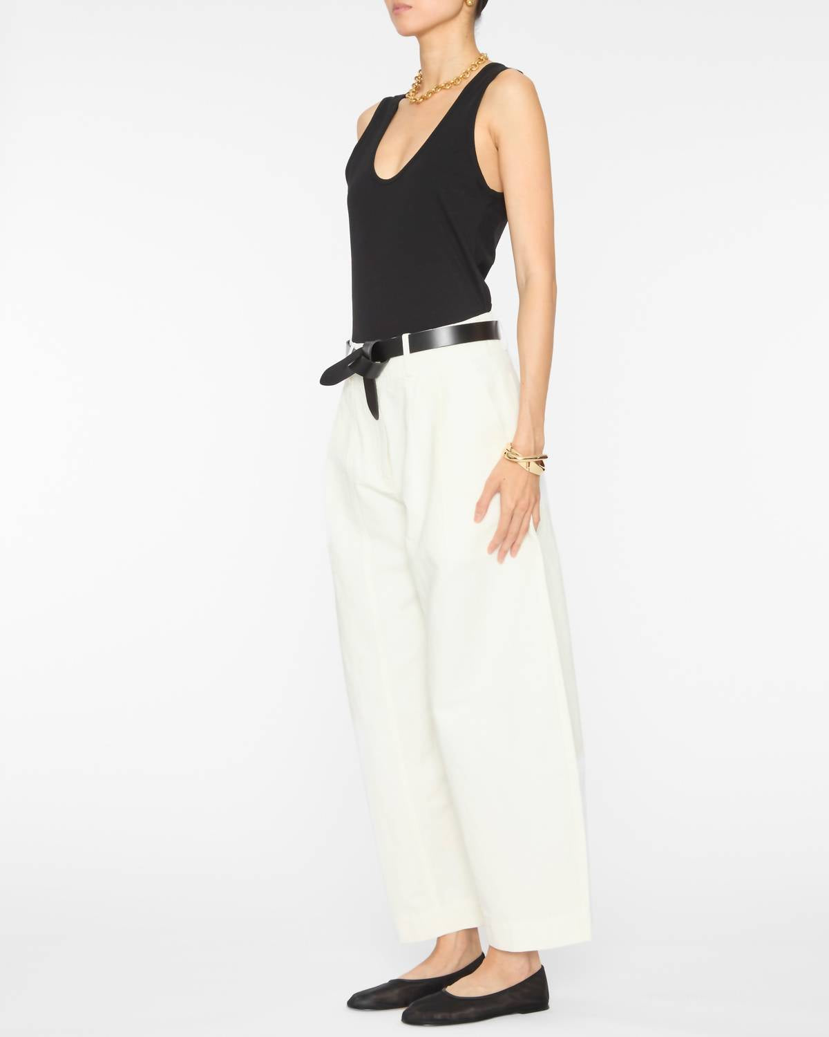 APIECE APART Uri Low-cut Tank Top in black - women's tank top - alternate view
