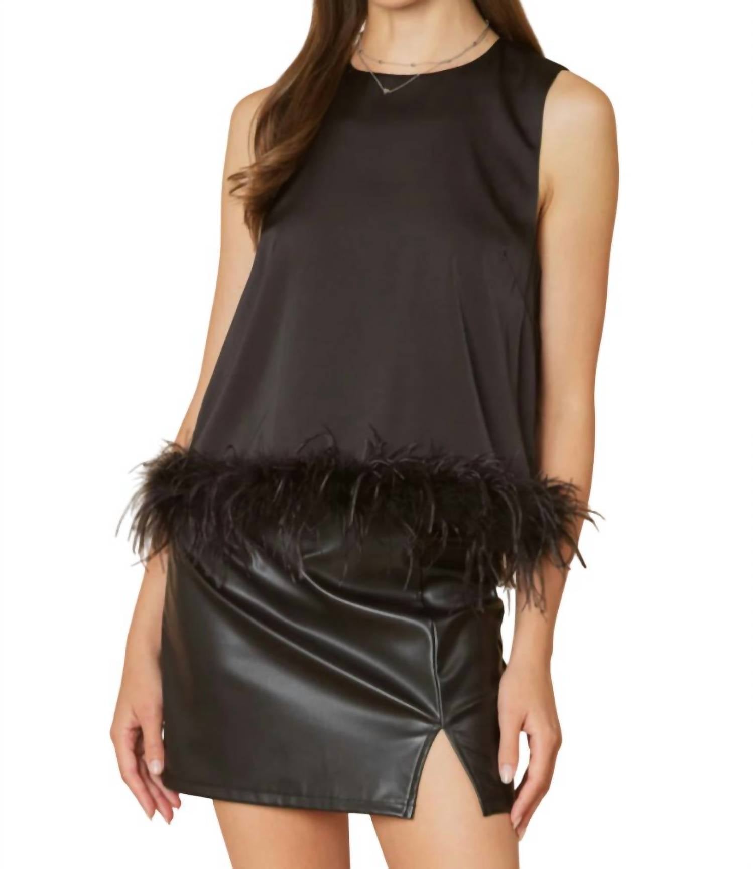 Strut & Bolt - Classic Tank Top With Feather Trim