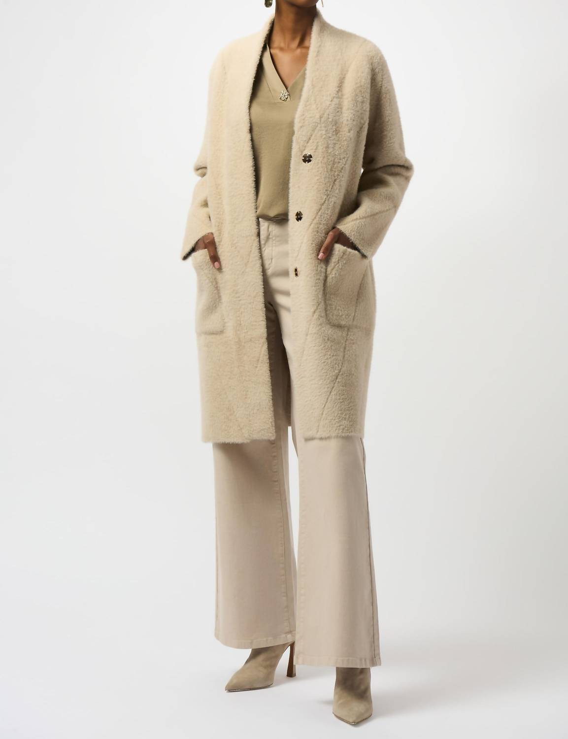 Joseph Ribkoff - Feather Yarn Sweater Knit Coat