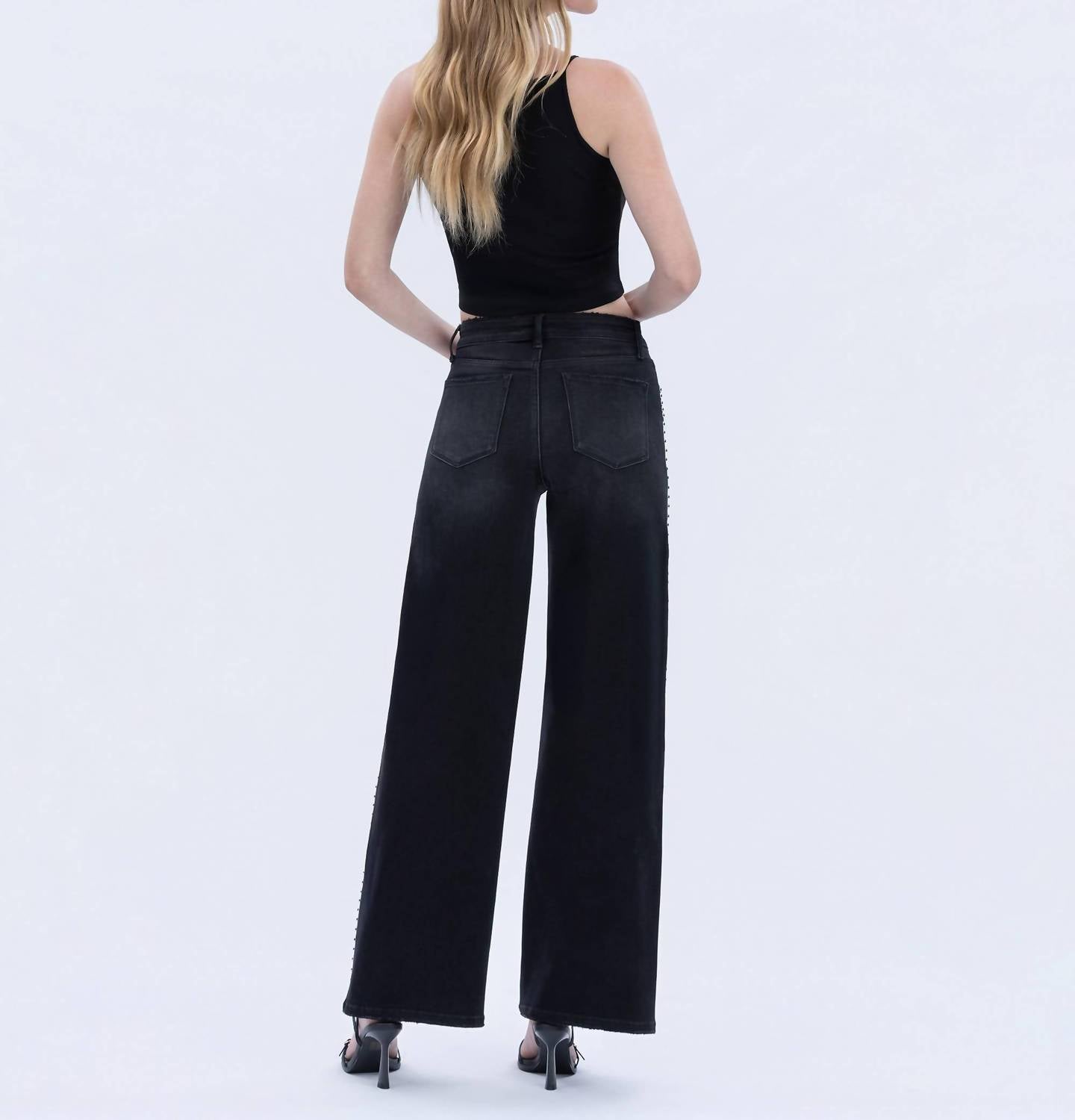 Vervet By Flying Monkey - High Rise Silver Dome Nail Head Jeans