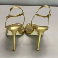 Larroude Women's Venus Stiletto Patent Leather Heel Sandals in gold - women's sandal - alternate view