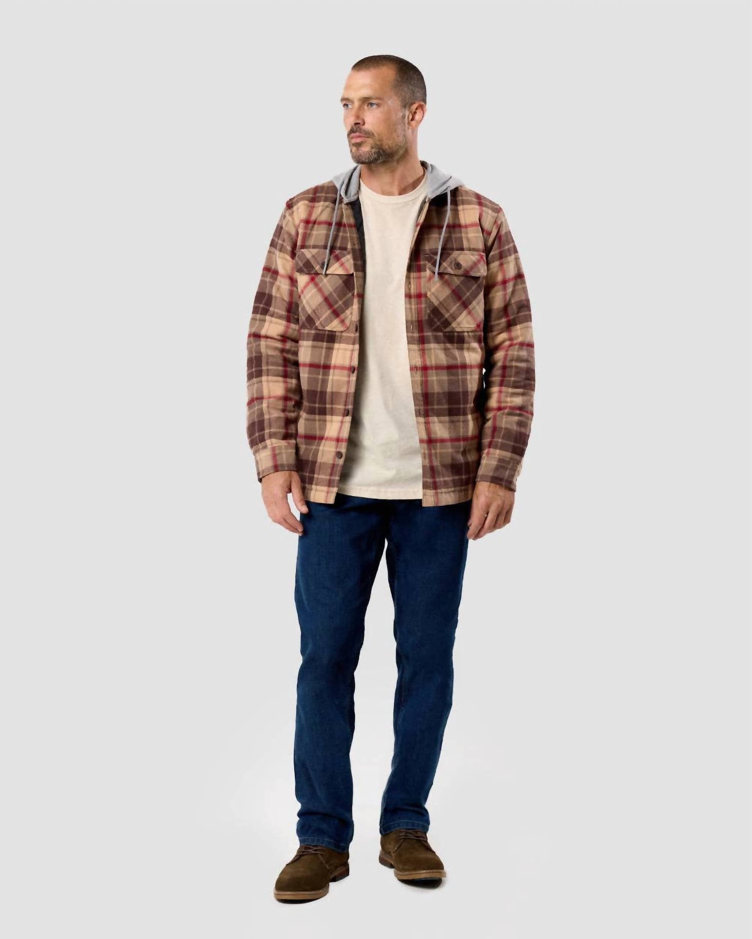 Into The Am - Men's Hooded Flannel Zip-up Shirt Jacket