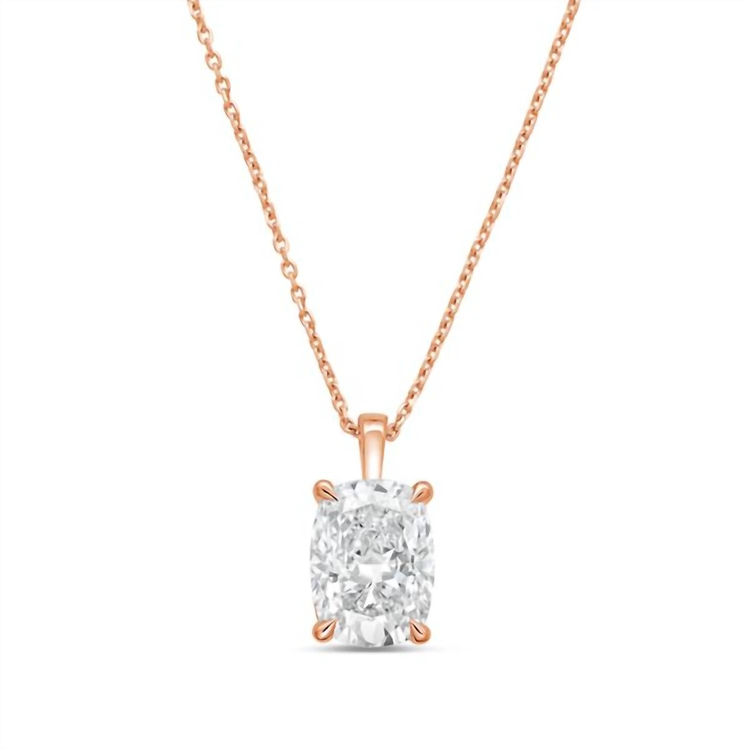 Diana M Jewels - Lab-grown Cushion-cut Diamond Pendant Necklace - 1.00 Ct On Solid Bail - Delicate