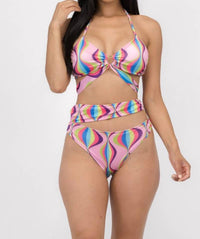 Miss8 - Swirl Print Halter Bikini Set