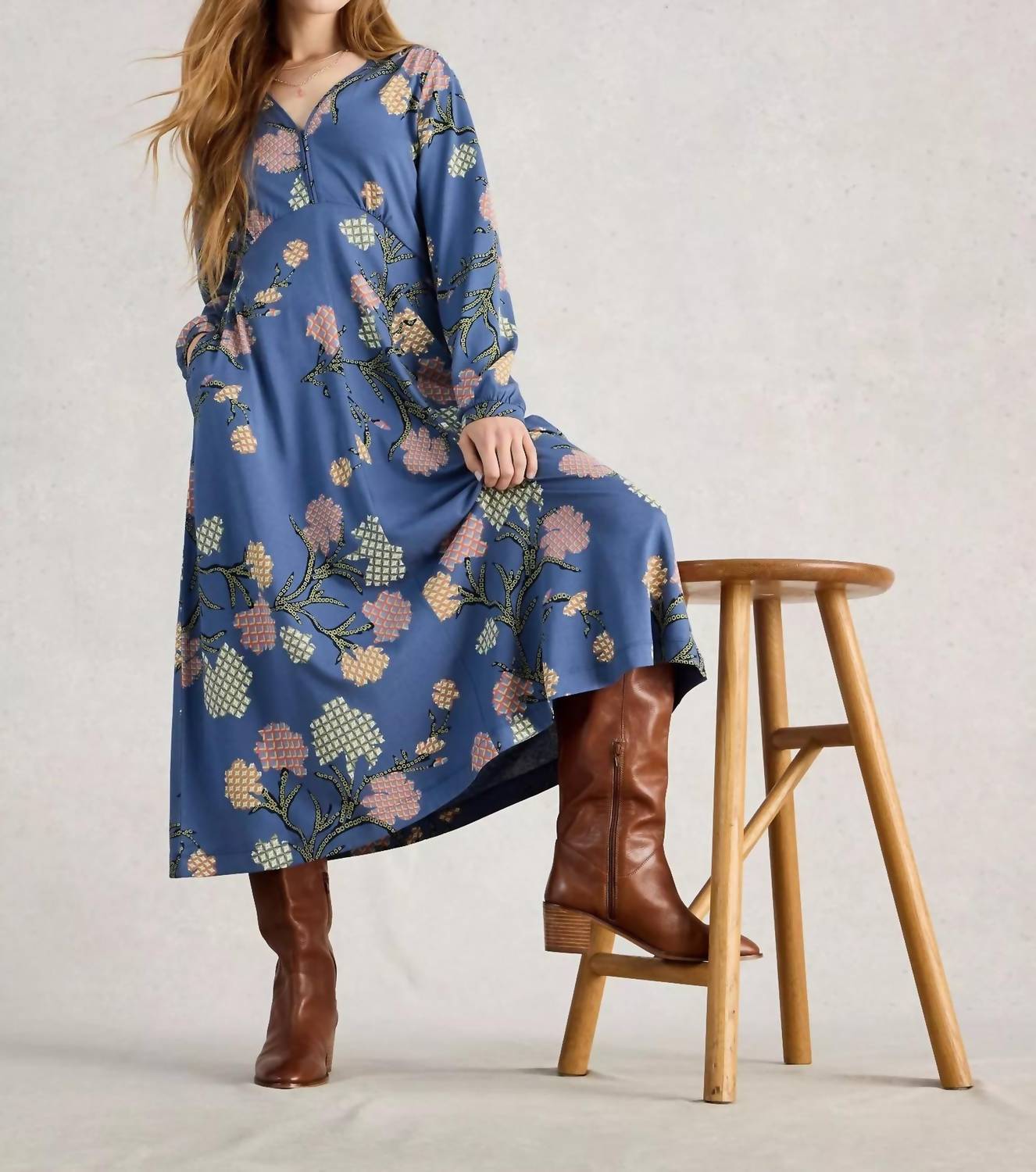 White Stuff Megan Jersey Dress in blue - women's dress - view 4