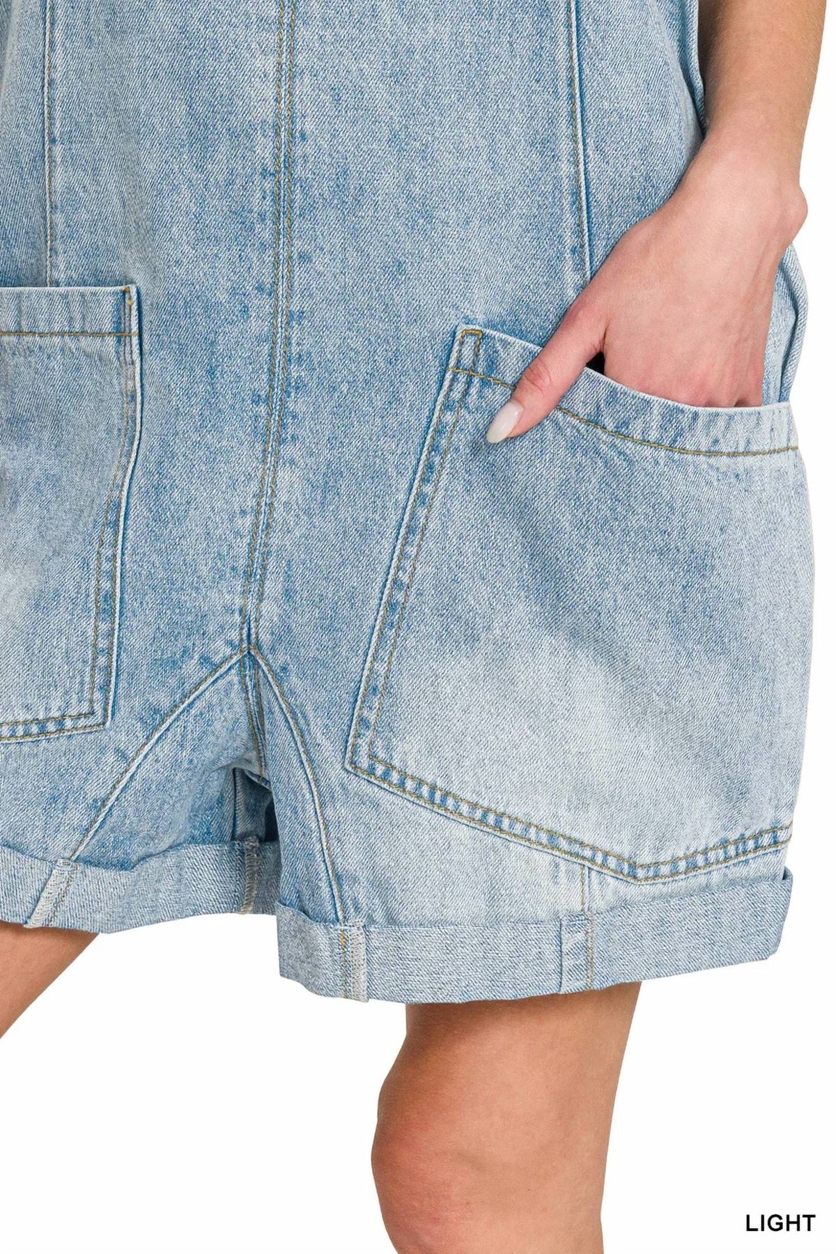 Zenana - Danica Denim Short Overalls
