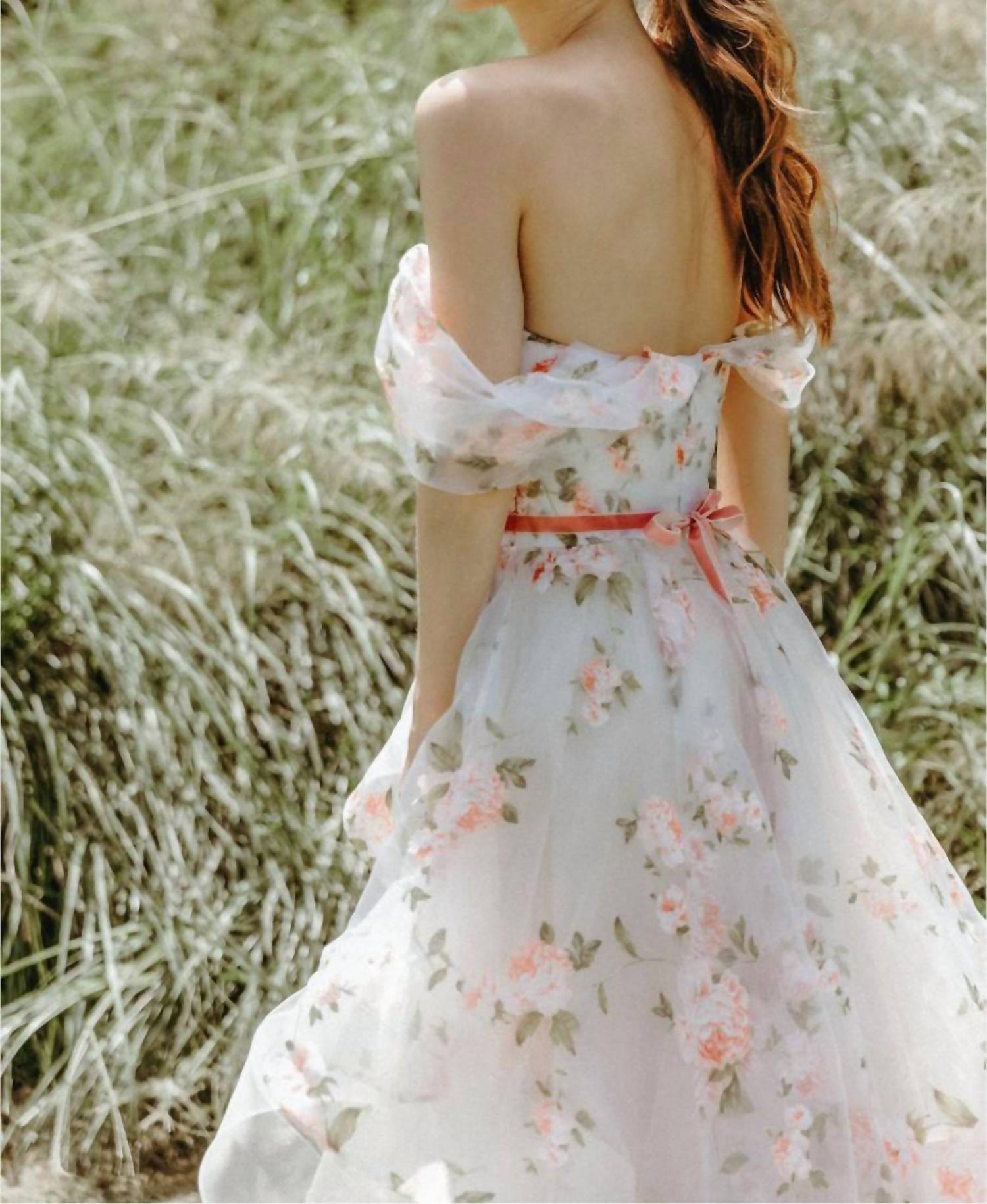 Watters - Rosabel Layered Skirt Floral Print Wedding Gown