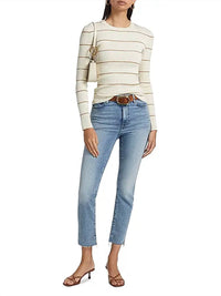 Frame - Striped Rib Crew Neck Top
