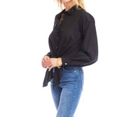 Karen Kane - Leslie Long Sleeve Embellished Collar Tie-front Top