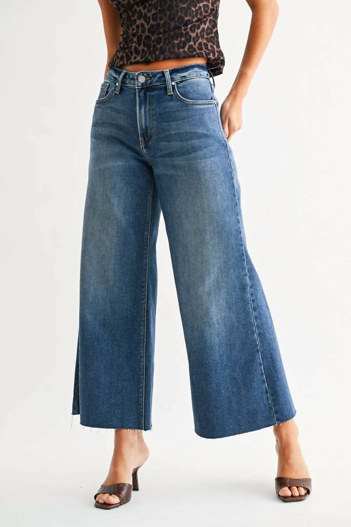 Just Black Denim - Wide Leg Flare Crop Jean