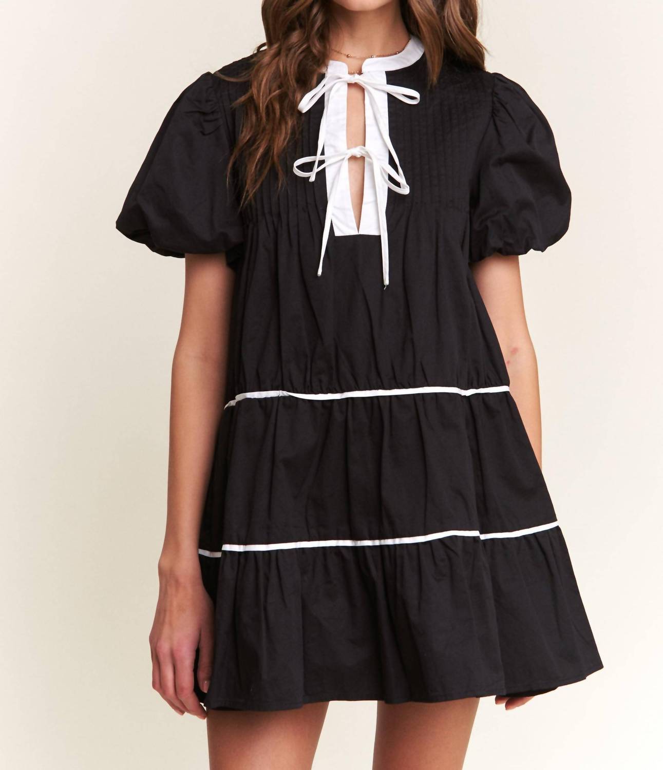 In The Beginning - Contrast Detail Mini Dress