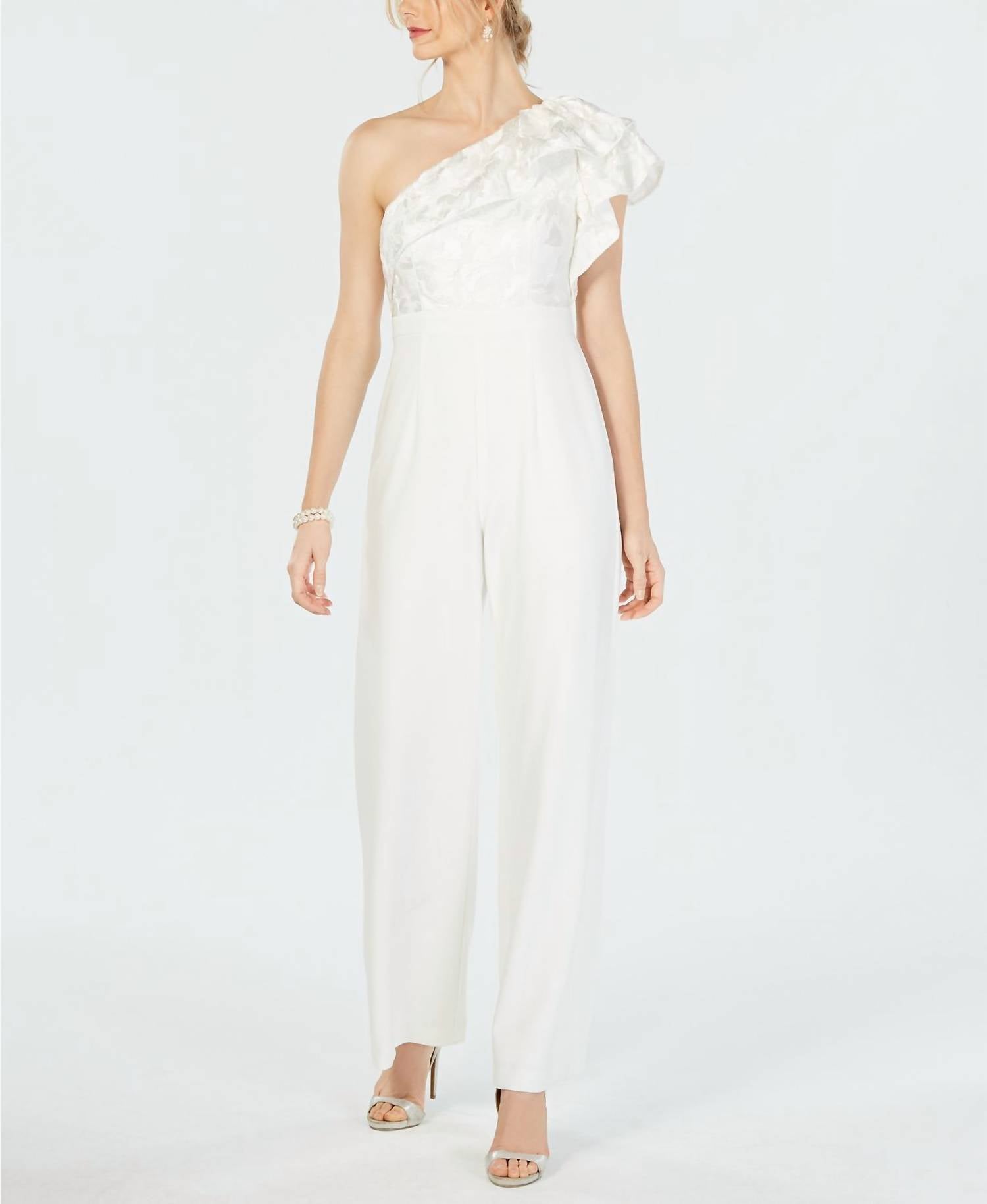 Adrianna Papell - Ruffle Detail One Shoulder Jumpsuit
