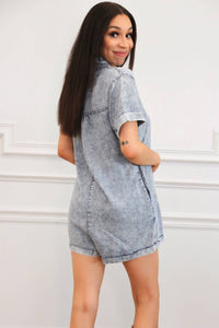 Day + Moon - Every Day Casual Washed Denim Romper