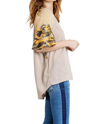Umgee - Camo Bell Sleeve Top