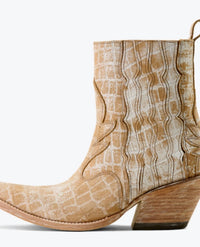 ARIAT Women's Jade Distressed Croc Print Boots in crema - women's shoe - detail view