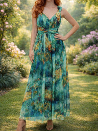 London Times - Twist Front V-neck Midi Dress